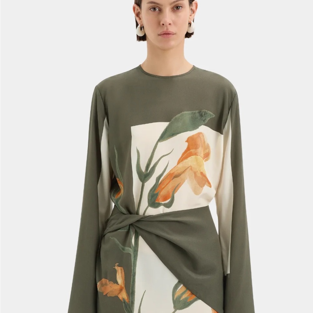 Sir. Floral Print Green long sleeve dress